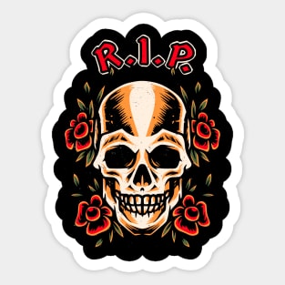 R. I. P. Skull Old School Tattoo Style Sticker